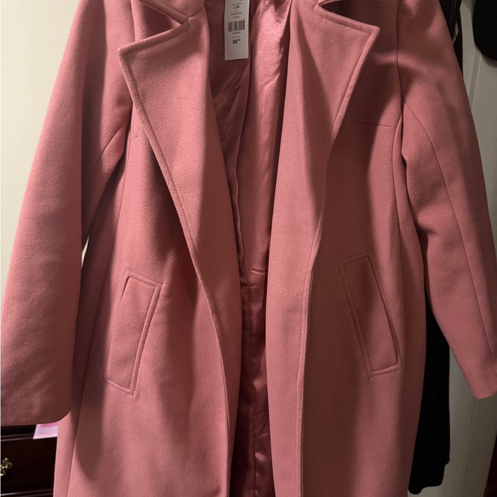 Suzy Shier Pink Trench Coat Wool-Blend